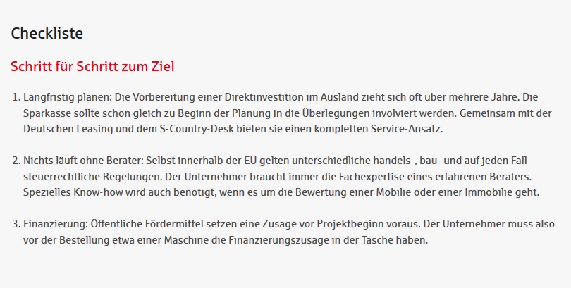 Checkliste für Ihr Auslandsgeschäft